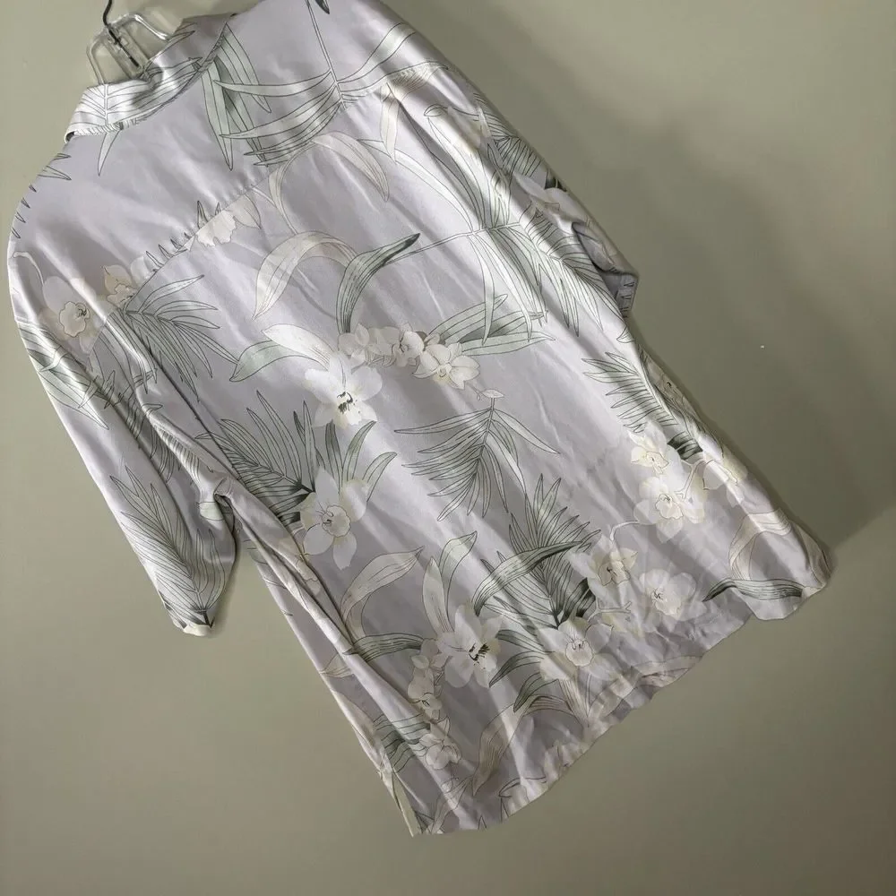 Tommy Bahama Short Sleeve Floral Hawaiian 100% Silk Button Shirt Size Large sz L